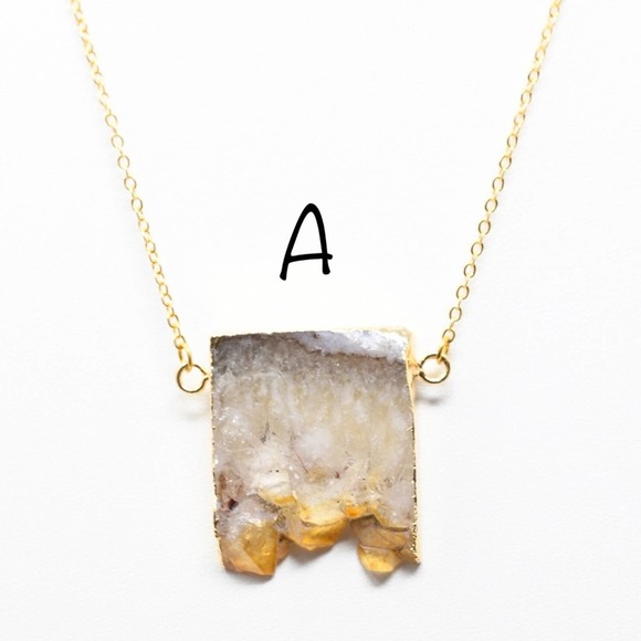 Natural Citrine Druzy Stone Necklace - Picture 4 of 6